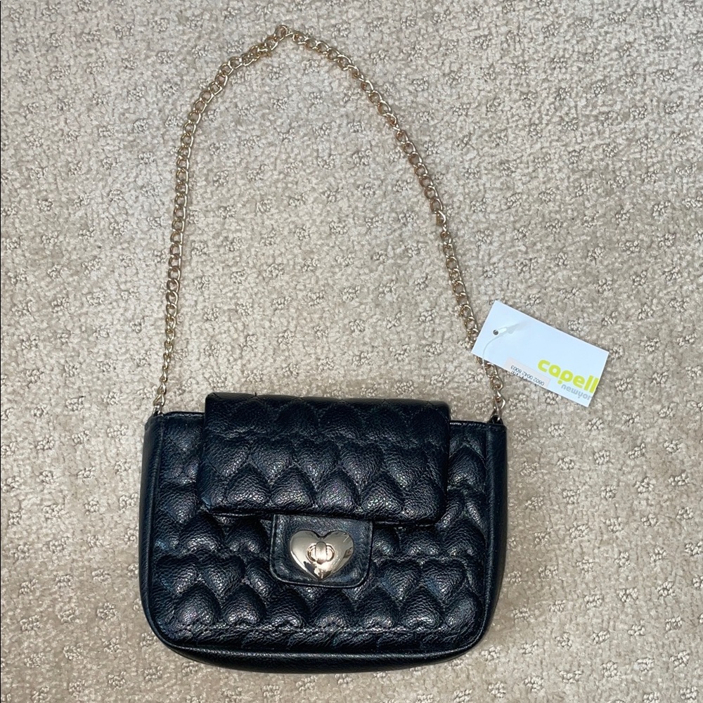 Heart black mini purse shoulder bag clutch 
New